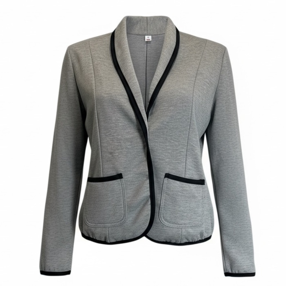 Women's New Gray Blazer with Black Trim